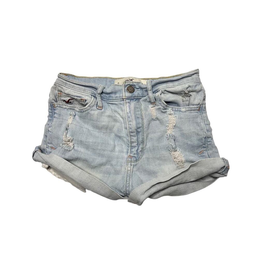 Vintage Hollister Size 0 Waist 24 2000s Denim Shorts With Embroidered Patch